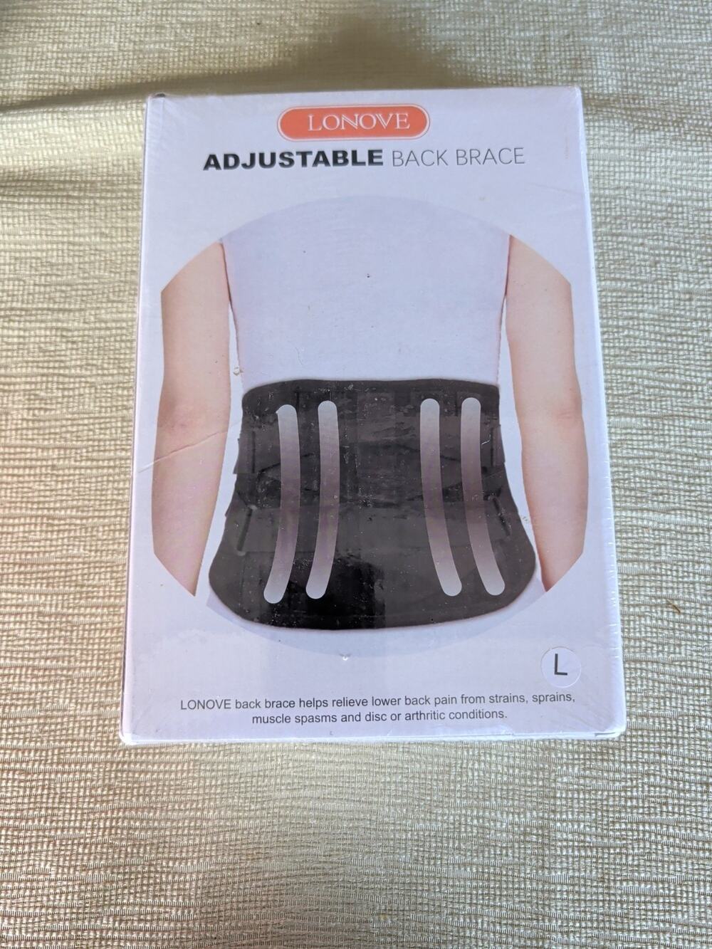LONOVE Adjustable Lower Back Brace Lumbar Support Size Large